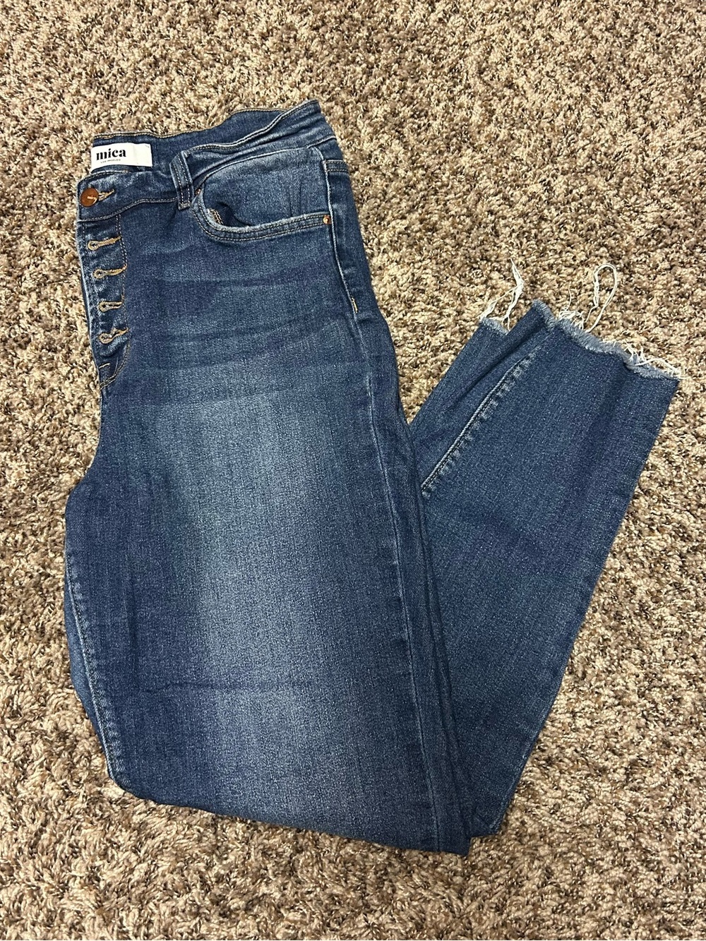 Misa Los Angeles Dark Blue High-Rise Cropped Skinny Jeans